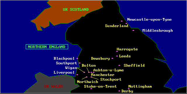 Map of Northern England